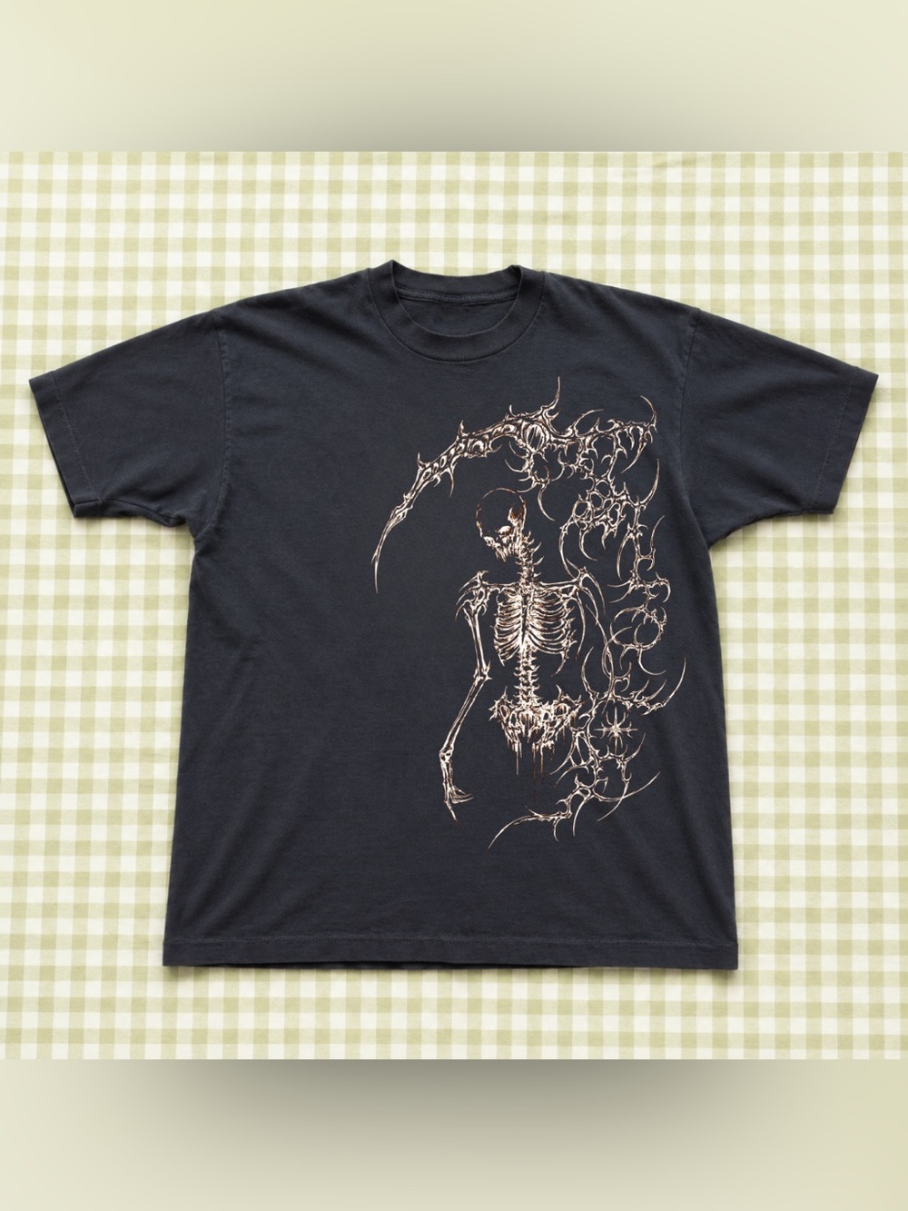 Black Graphic Skeleton Crewneck T-Shirt - Unisex